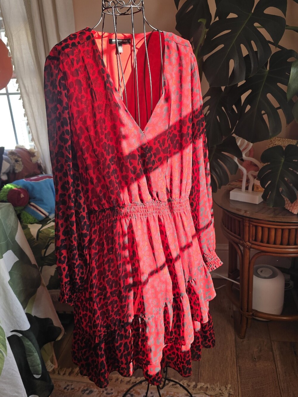 Banana Republic Red and Black Leopard Print Dress